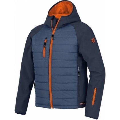 Piumino ISSA Bonny 04094B, colore blu, interno arancione, Poliestere pongee spalmato AC e shoftshell
