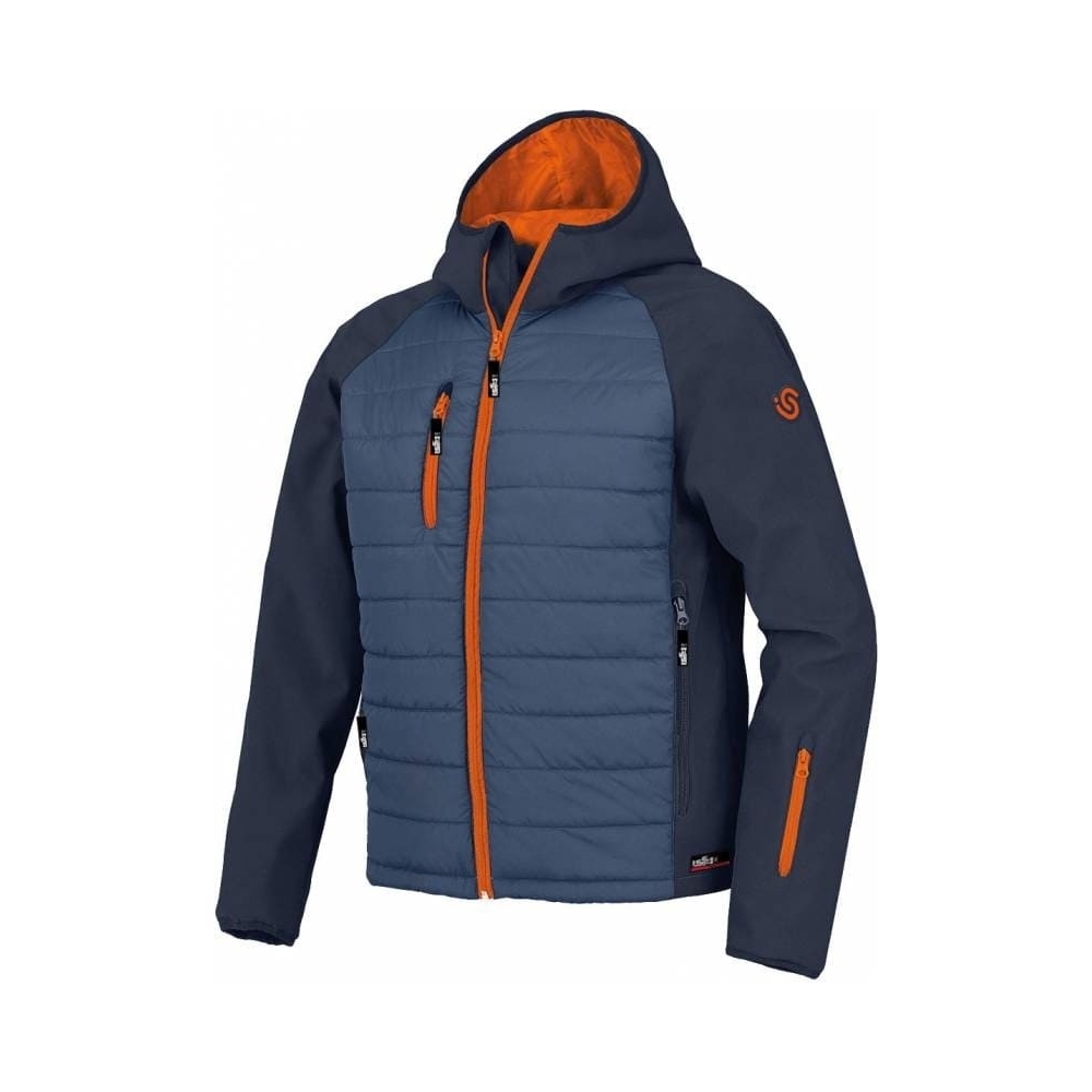 Piumino ISSA Bonny 04094B, colore blu, interno arancione, Poliestere pongee spalmato AC e shoftshell