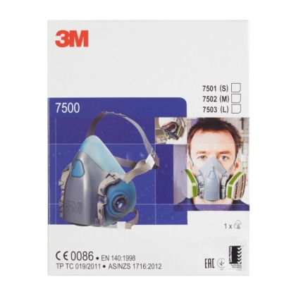 Semimaschera 3M, 7502, taglia M, riutilizzabili, con filtri intercambiabili serie, 7500, non indossata, scatola