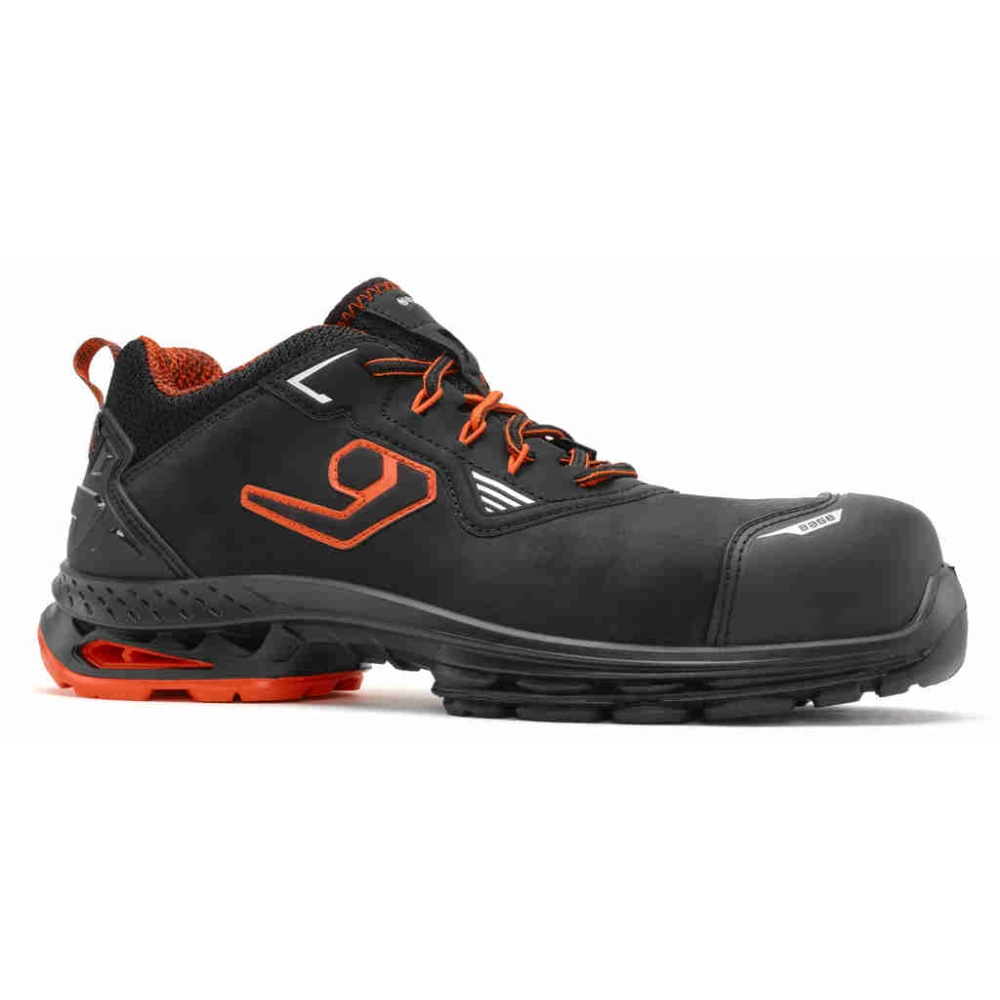 Scarpe da lavoro Base Amsterdam, nero con inserti rossi  in pelle scamosciata.