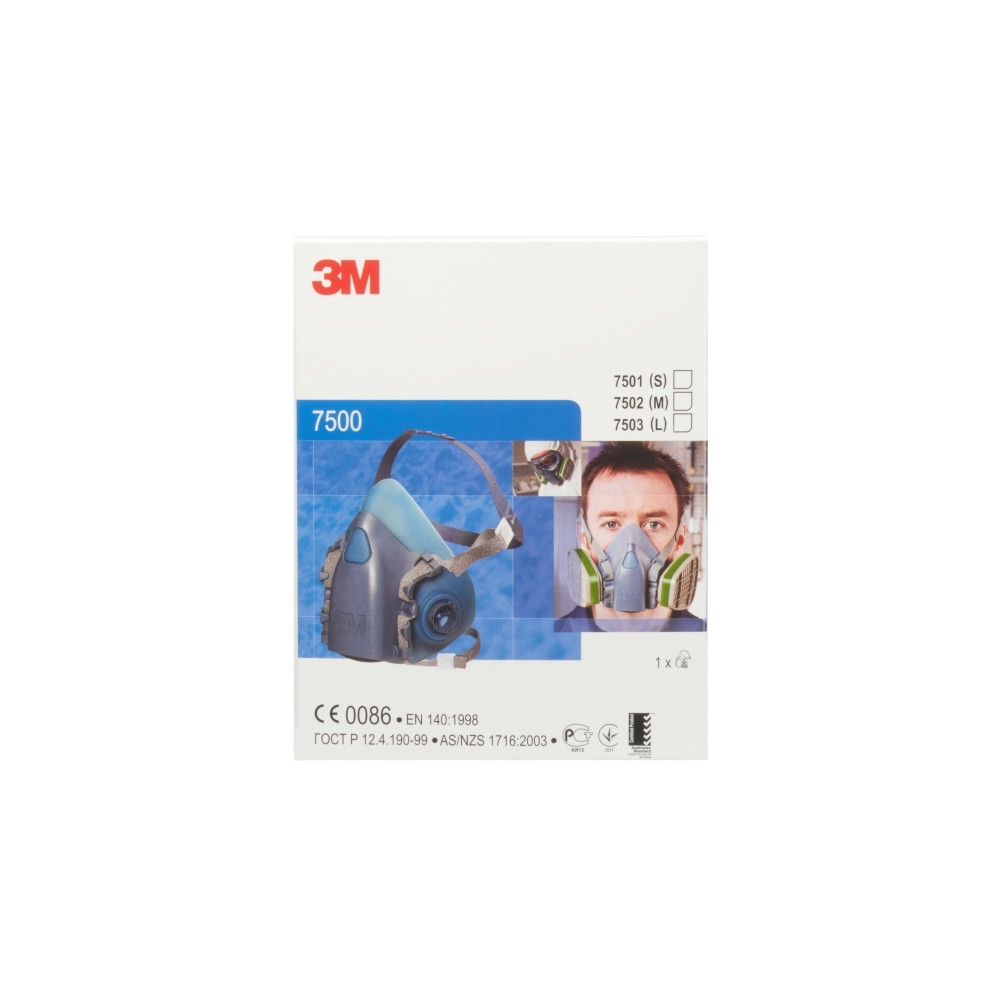 Semimaschera 3M, 7503, taglia L, riutilizzabili, con filtri intercambiabili, serie 7500, non indossata, scatola