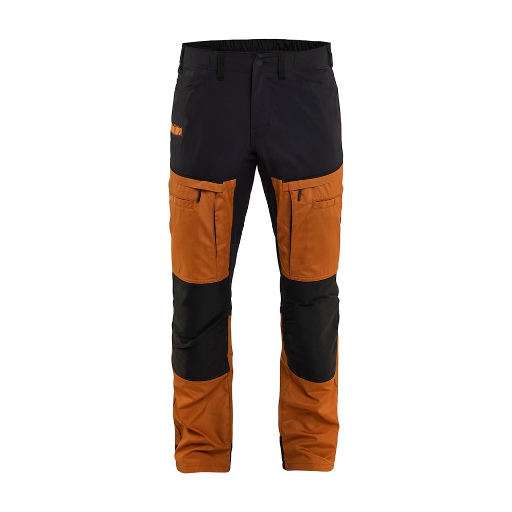 Pantalone, Blaklader, Service, resistente, ginocchia rinforzate,  dettagli riflettenti,nero e arancione ,vista frontale