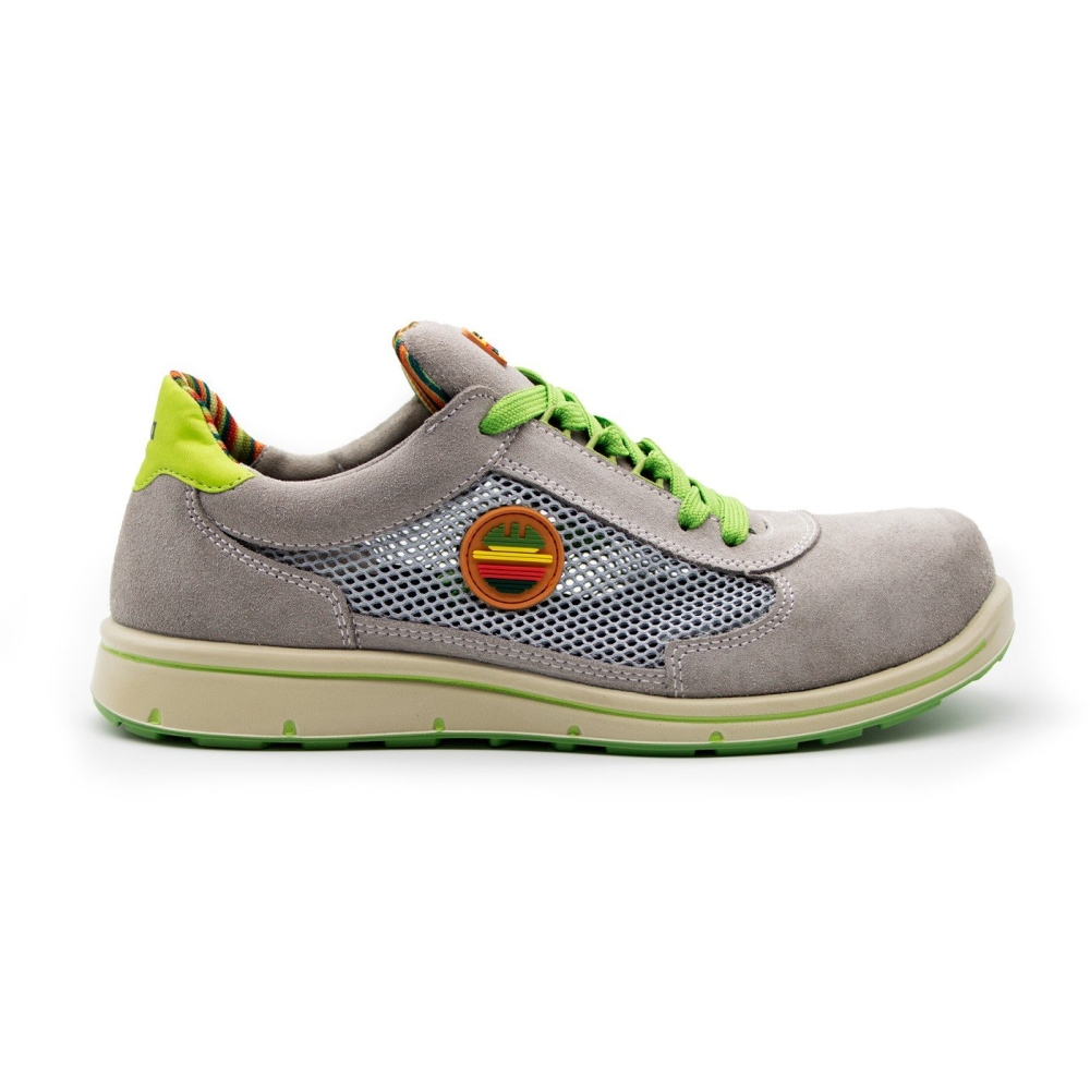 Scarpe, Dike Cyclon Cross Air, colore Grigio, lacci verdi, suola verde, Calzatura bassa, vitello scamosciato e tessuto rete
