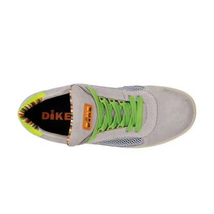Scarpe, Dike Cyclon Cross Air, colore Grigio, lacci verdi, suola verde, Calzatura bassa, vitello scamosciato e tessuto rete