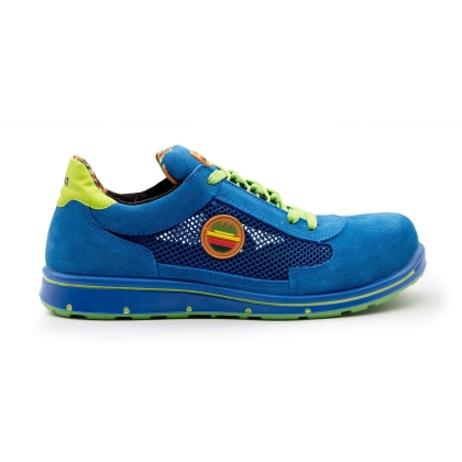 Scarpe, Dike Cyclon Cross Air, colore Blu, lacci verdi, suola verde, Calzatura bassa, vitello scamosciato e tessuto rete