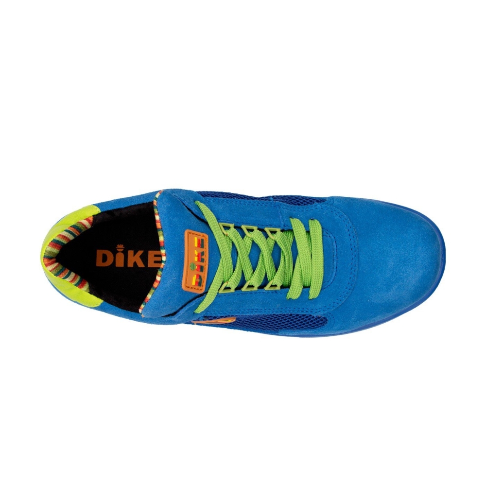 Scarpe, Dike Cyclon Cross Air, colore Blu, lacci verdi, suola verde, Calzatura bassa, vitello scamosciato e tessuto rete