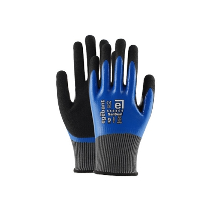 Guanti da lavoro in nitrile 4X42D Egebant 443464,  con fodera in HPPE 15 gauge + doppio rivestimento in nitrile blu/nero.