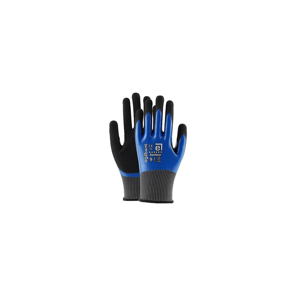 Guanti da lavoro in nitrile 4X42D Egebant 443464,  con fodera in HPPE 15 gauge + doppio rivestimento in nitrile blu/nero.