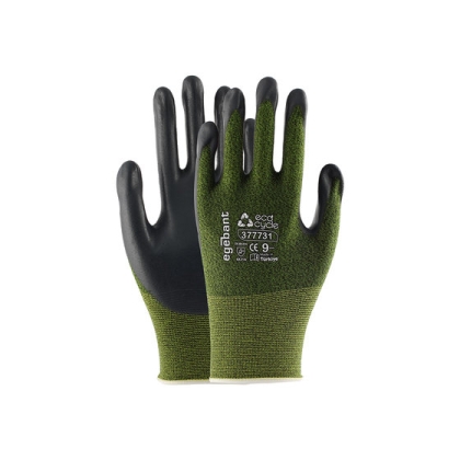 Guanti Eco-Friendly in Nylon Rivestiti in PU con fodera in nylon e spandex + rivestimento in nitrile foam nero.