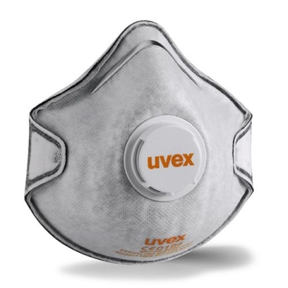 Respiratore Uvex Silv-Air 2220,FFP2 con carboni attivi e valvola di espirazione.