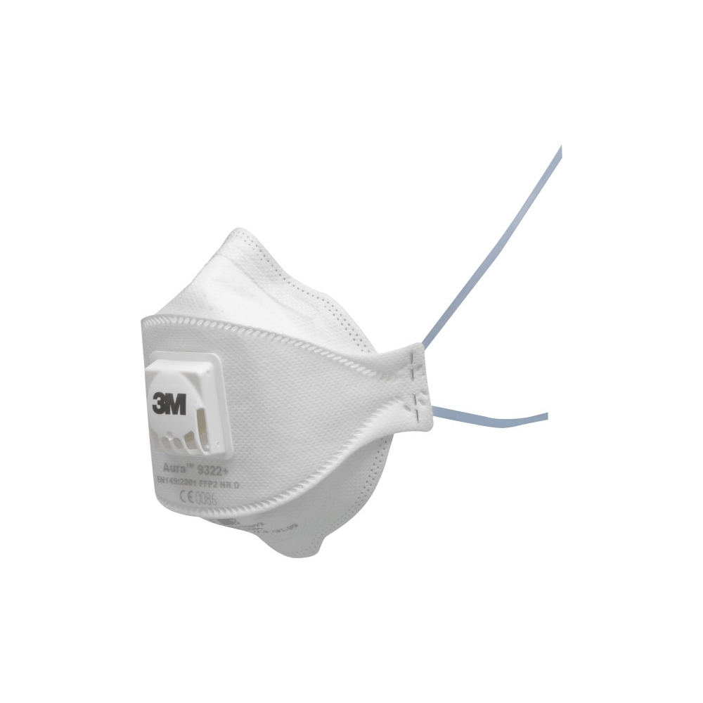 Respiratore 3M 9322+ BULK, antipolvere, con valvola, bianca, non indossata, serie Aura