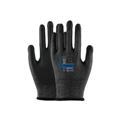 Guanti antitaglio in nitrile Egebant, fodera in HPPE, fibra di acciaio e nylon, rivestimento in schiuma di nitrile nero.