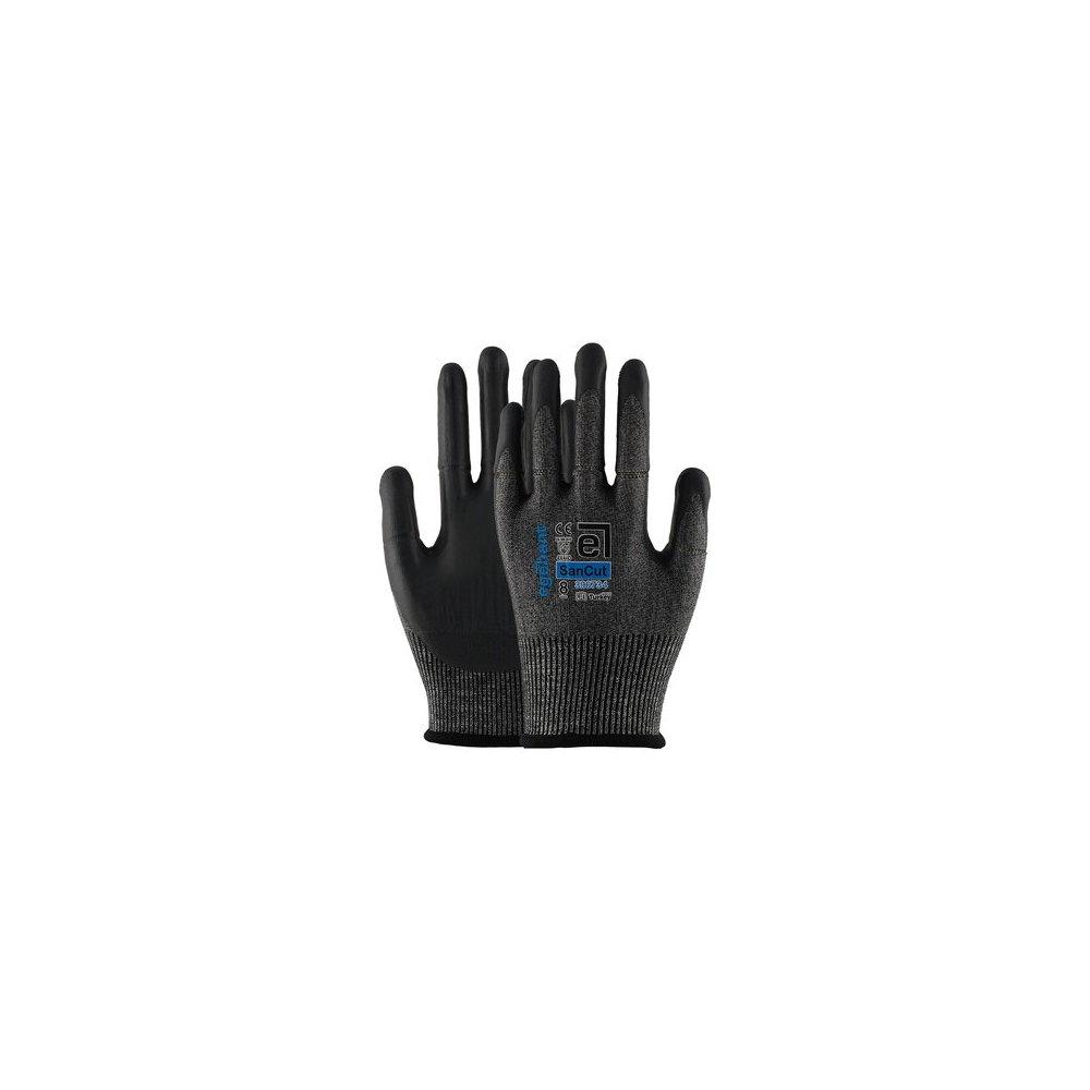Guanti antitaglio in nitrile Egebant, fodera in HPPE, fibra di acciaio e nylon, rivestimento in schiuma di nitrile nero.