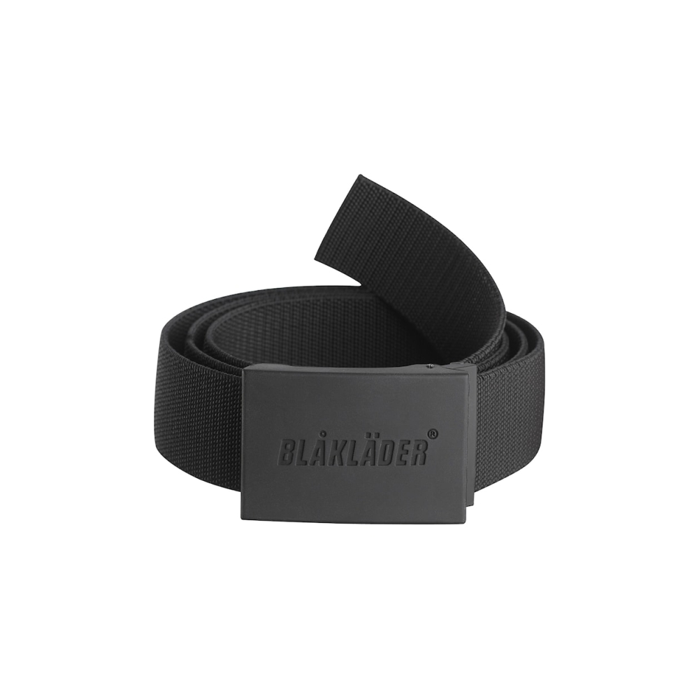 Cintura antigraffio stretch Blaklader, nero con fibbie in metallo rivestite in gomma.