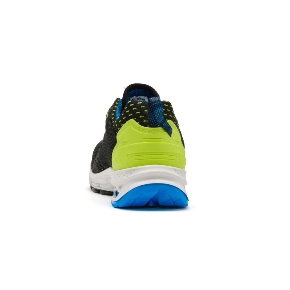 Scarpe antinfortunistiche New York Base, nero con dettagli azzurri e verdi in  tessuto 3D hi-tech.