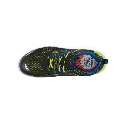 Scarpe antinfortunistiche New York Base, nero con dettagli azzurri e verdi in  tessuto 3D hi-tech.