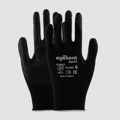 Guanti in nylon Sanfit Egebant, nero, maglia nylon traspirante con rivestimento in poliuretano.