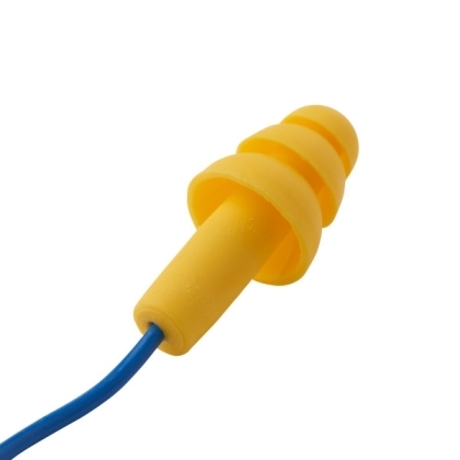 Inserti auricolari riutilizzabili 3M™ E-A-R™ UltraFit™ UF-01-000, gialli con cordicella blu, polimero elastomerico.