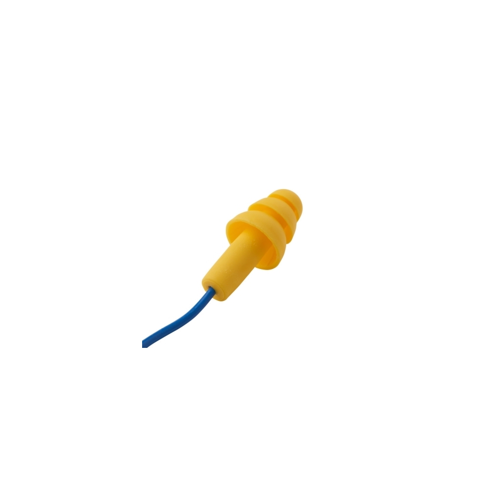 Inserti auricolari riutilizzabili 3M™ E-A-R™ UltraFit™ UF-01-000, gialli con cordicella blu, polimero elastomerico.