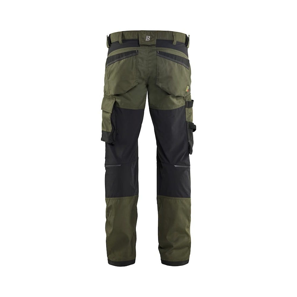 Pantalone artigiano stretch Blaklader, verde/nero, 63% poliestere, 33% cotone e 4% elastolefina, 260 g/m².