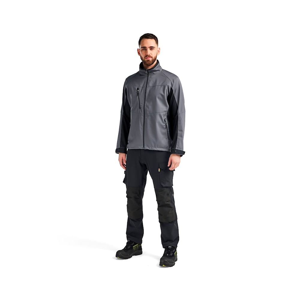 Giacca Softshell Blaklader, grigio/nero, 100% poliestere, softshell 2-strati, idrorepellente, pile, 255g/m².