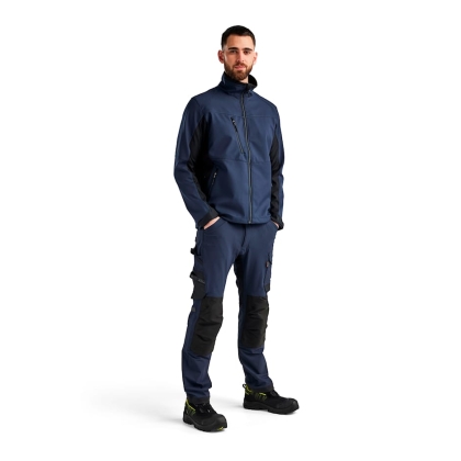 Giacca Softshell Blaklader, nero/navy, 100% poliestere, softshell 2-strati, idrorepellente, pile, 255g/m².
