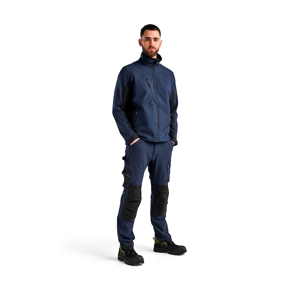 Giacca Softshell Blaklader, nero/navy, 100% poliestere, softshell 2-strati, idrorepellente, pile, 255g/m².