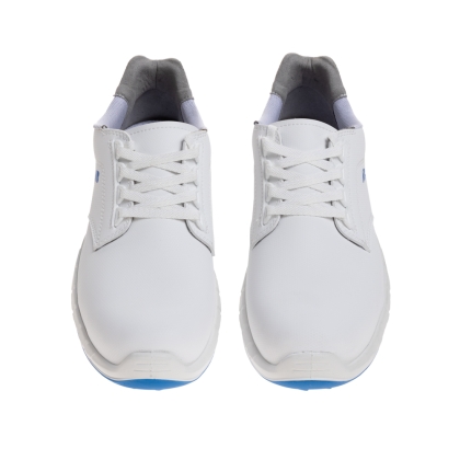 Scarpe antinfortunistiche Brio White Low AboutBlu, colore: bianco con dettagli e suola blu, microfibra.