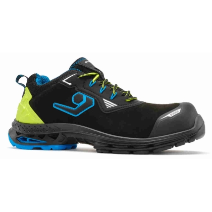 Scarpe antinfortinistiche Athens Base, nere con dettagli azzurri e verdi in  tessuto 3D HI-TECH.