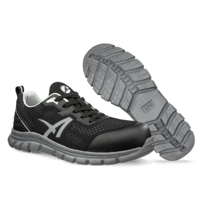 Scarpe antinfortunistiche Levitate Grey Albatros, colore: nero e grigio, tomaia SAFETY KNIT® , tessuto 3D.