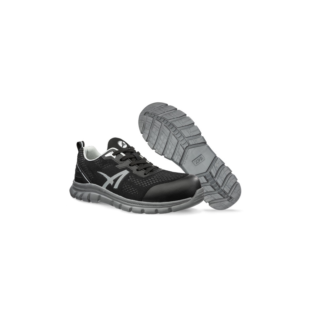 Scarpe antinfortunistiche Levitate Grey Albatros, colore: nero e grigio, tomaia SAFETY KNIT® , tessuto 3D.