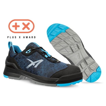 Scarpe antinfortunistiche Taraval Blue GH Low Albatros, colore: blu nero e grigio, tomaia SAFETY KNIT® Green.
