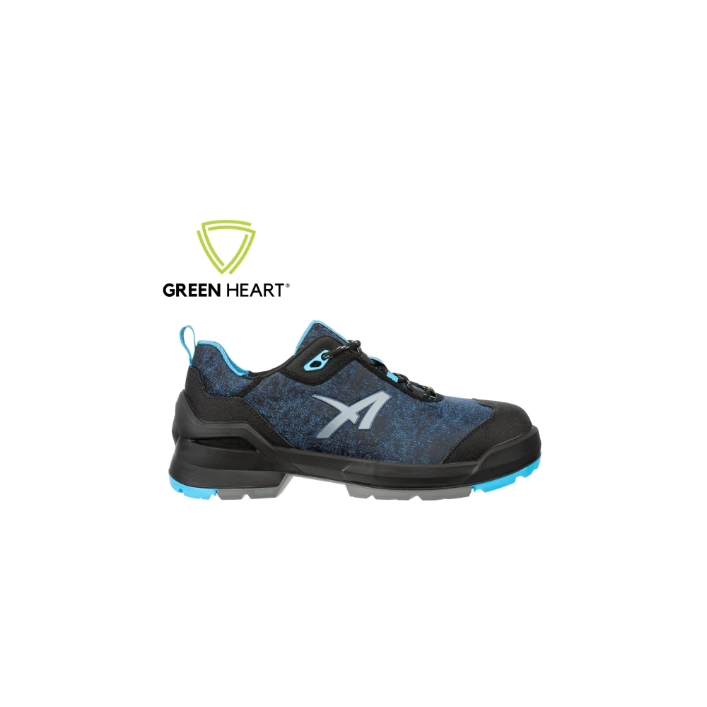 Scarpe antinfortunistiche Taraval Blue GH Low Albatros, colore: blu nero e grigio, tomaia SAFETY KNIT® Green.