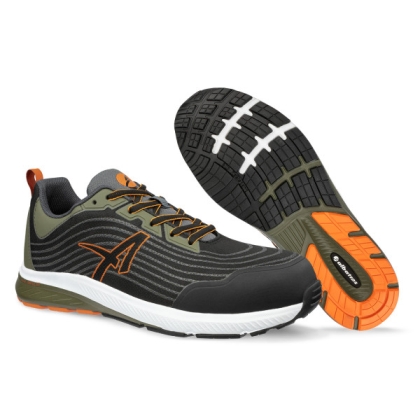 Scarpe antinfortunistiche Wave Impulse Albatros, colore: verde, nero, arancione e bianca, tessuto anti-abrasione.