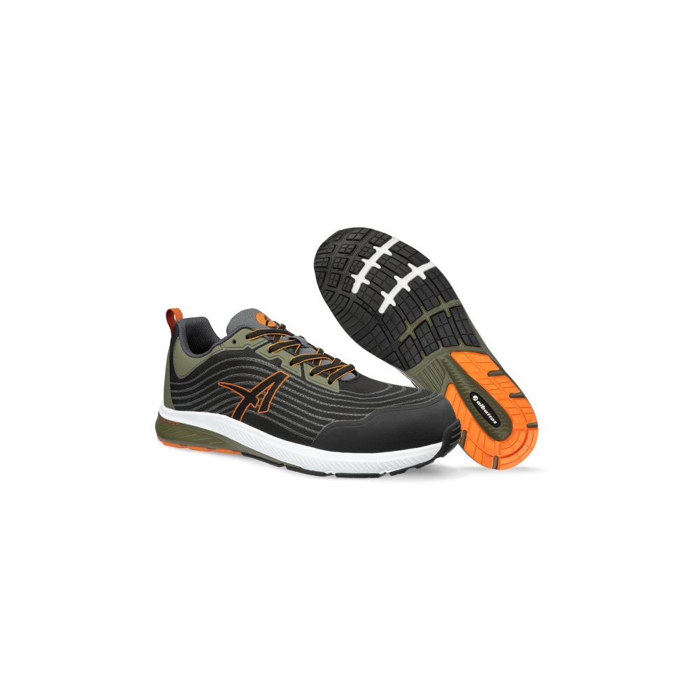 Scarpe antinfortunistiche Wave Impulse Albatros, colore: verde, nero, arancione e bianca, tessuto anti-abrasione.