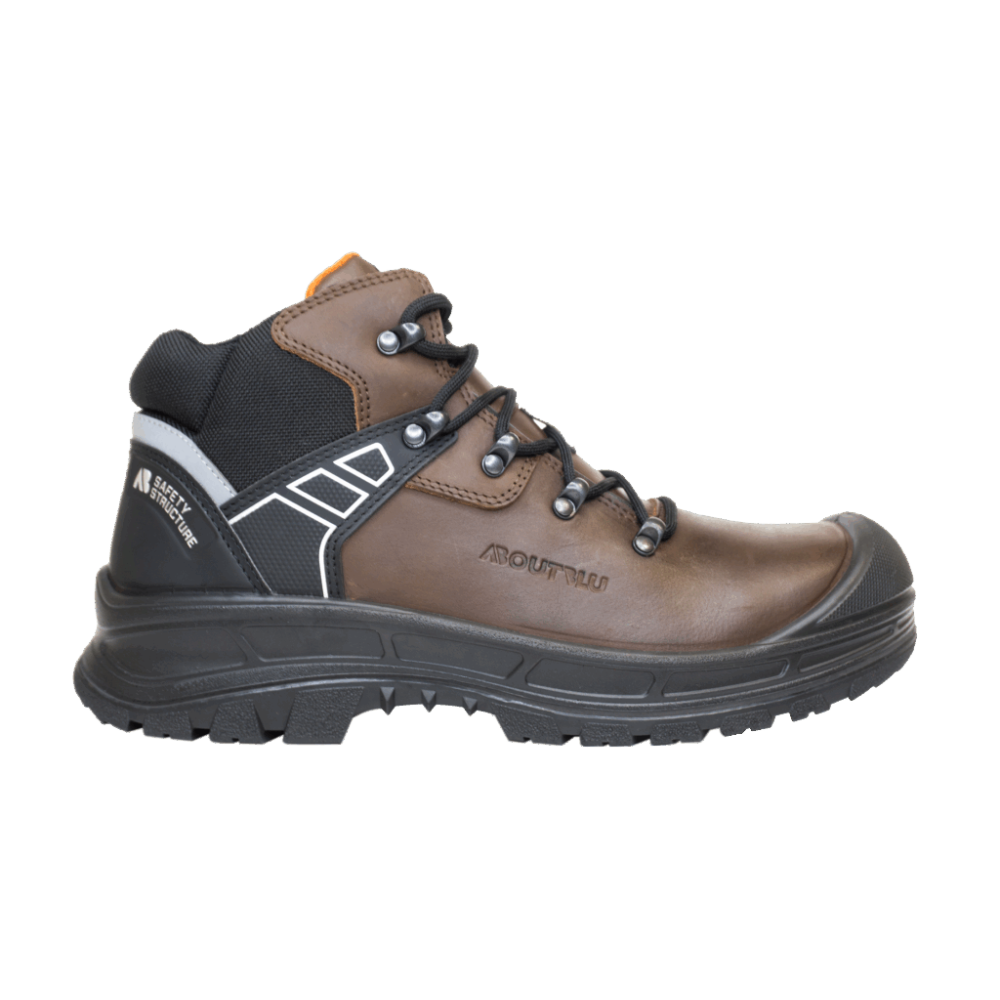 Scarpe antinfortunistiche Giza Mid Brown AboutBlu, colore: marrone con suola nera, pelle nubuck.