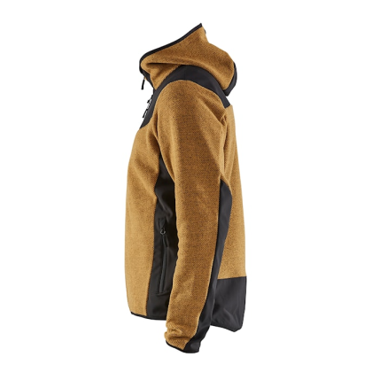 Giacca in maglia, Blaklader, 5940, colore giallo ocra, Tessuto pile spazzolato e stretch, inserti softshell, con cappuccio
