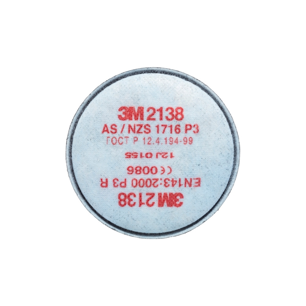 Filtro antiparticolato 3M, P3, 2138, con attacco a baionetta e carboni attivi, guscio morbido, serie 2000