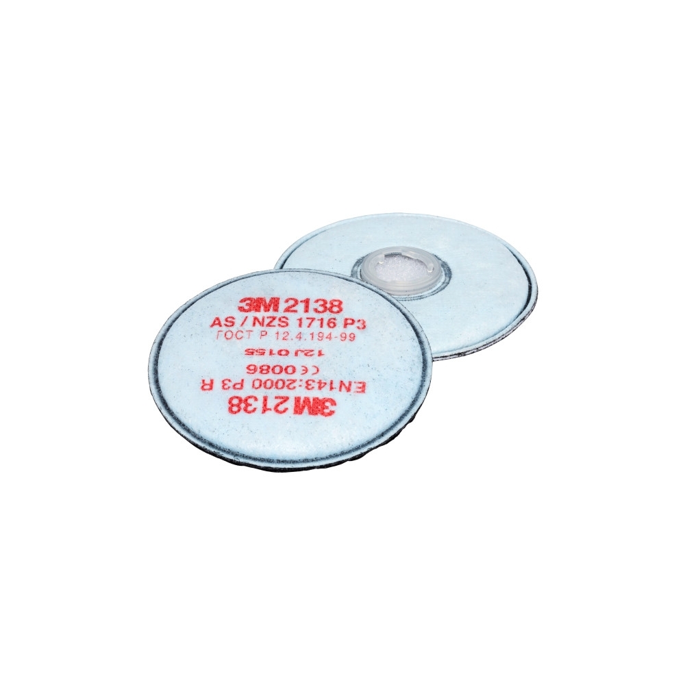 Filtro antiparticolato 3M, P3, 2138, con attacco a baionetta e carboni attivi, guscio morbido, serie 2000