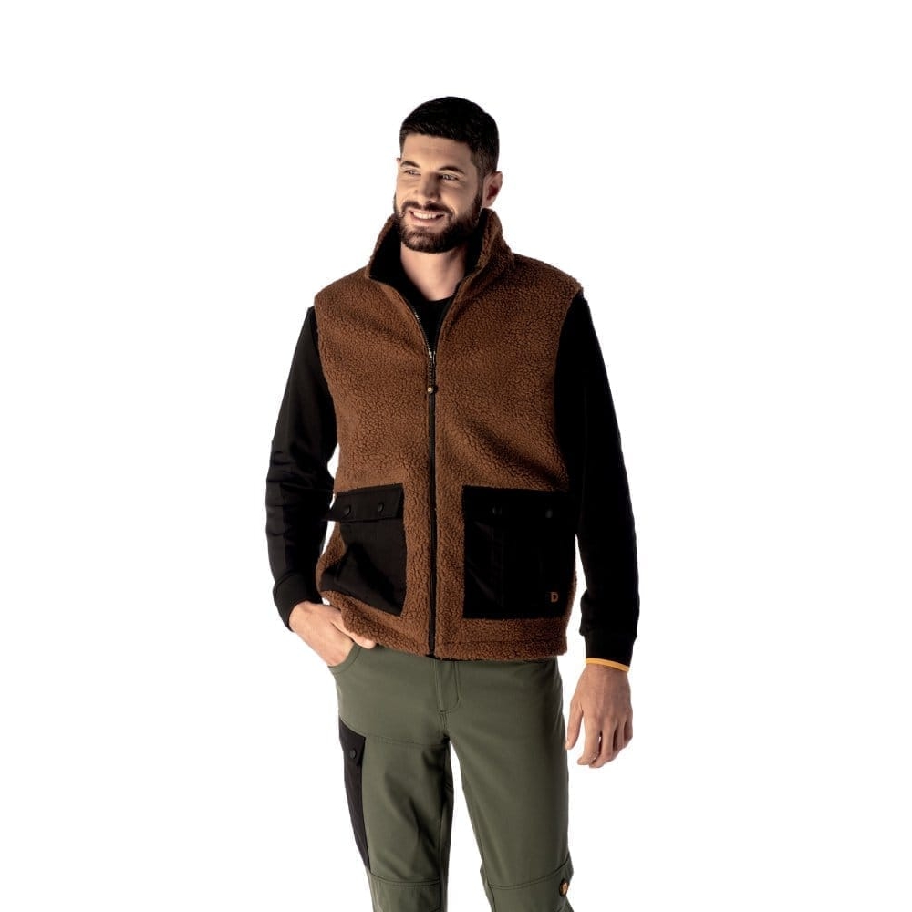 Gilet teddy Pisa D-Force, colore marrone, 100% poliestere (520 g/m²) e interno in morbido pile.