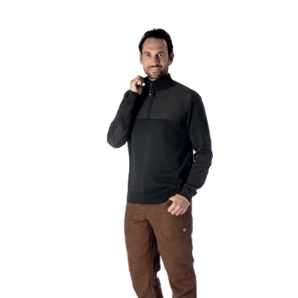 Pullover zip corta Como D-Force, nero, 65% poliestere e 35% cotone.