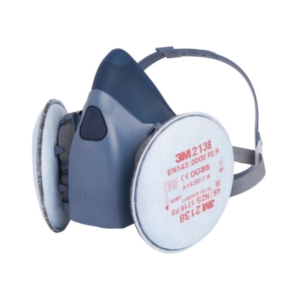 Filtro antiparticolato 3M, P3, 2138, con attacco a baionetta e carboni attivi, guscio morbido, serie 2000, applicato su maschera