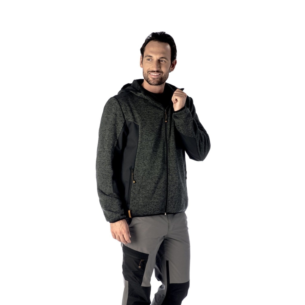 Giacca tecnica Modena D-Force, grigio antracite, 100% poliestere (300 g/m²) e micro pile interno.