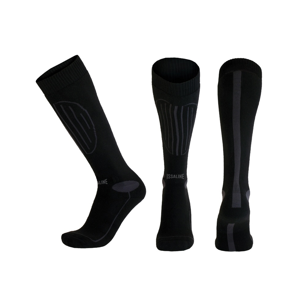 Calzini Issaline Biathlon invernali alti, colore nero,100% Tactel antibatterico.