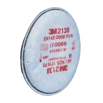 Filtro antiparticolato 3M, P3, 2138, con attacco a baionetta e carboni attivi, guscio morbido, serie 2000