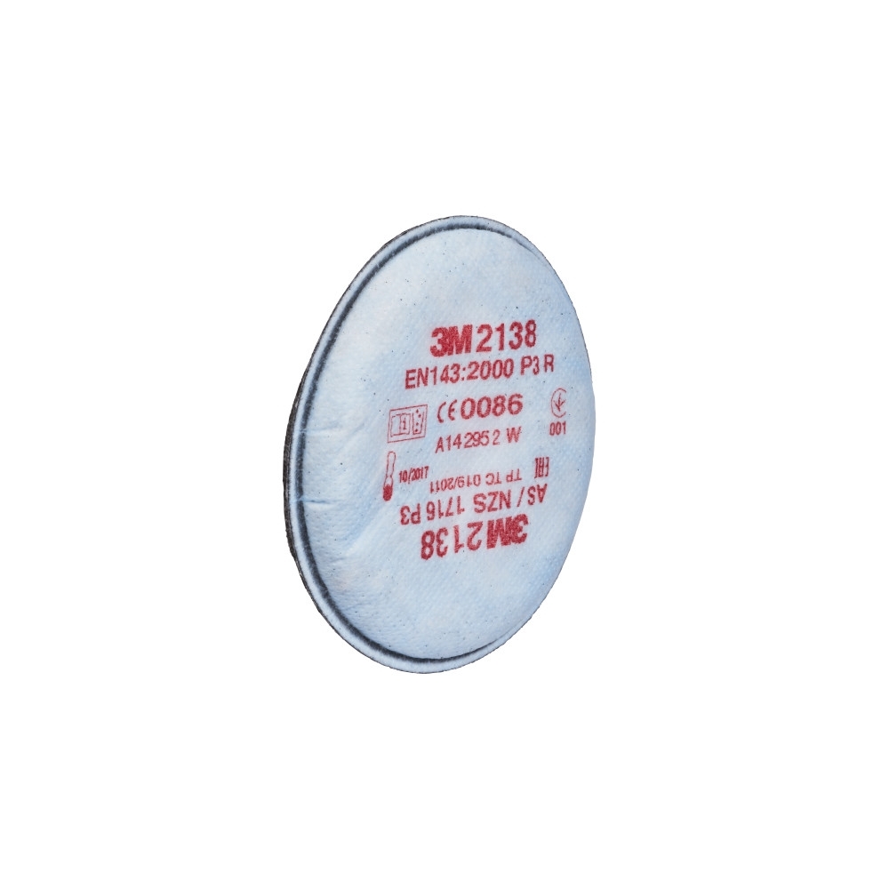 Filtro antiparticolato 3M, P3, 2138, con attacco a baionetta e carboni attivi, guscio morbido, serie 2000