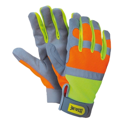 Guanti Street Glove, giallo/arancione, pelle sintetica clarino con dorso in nylon elasticizzato.