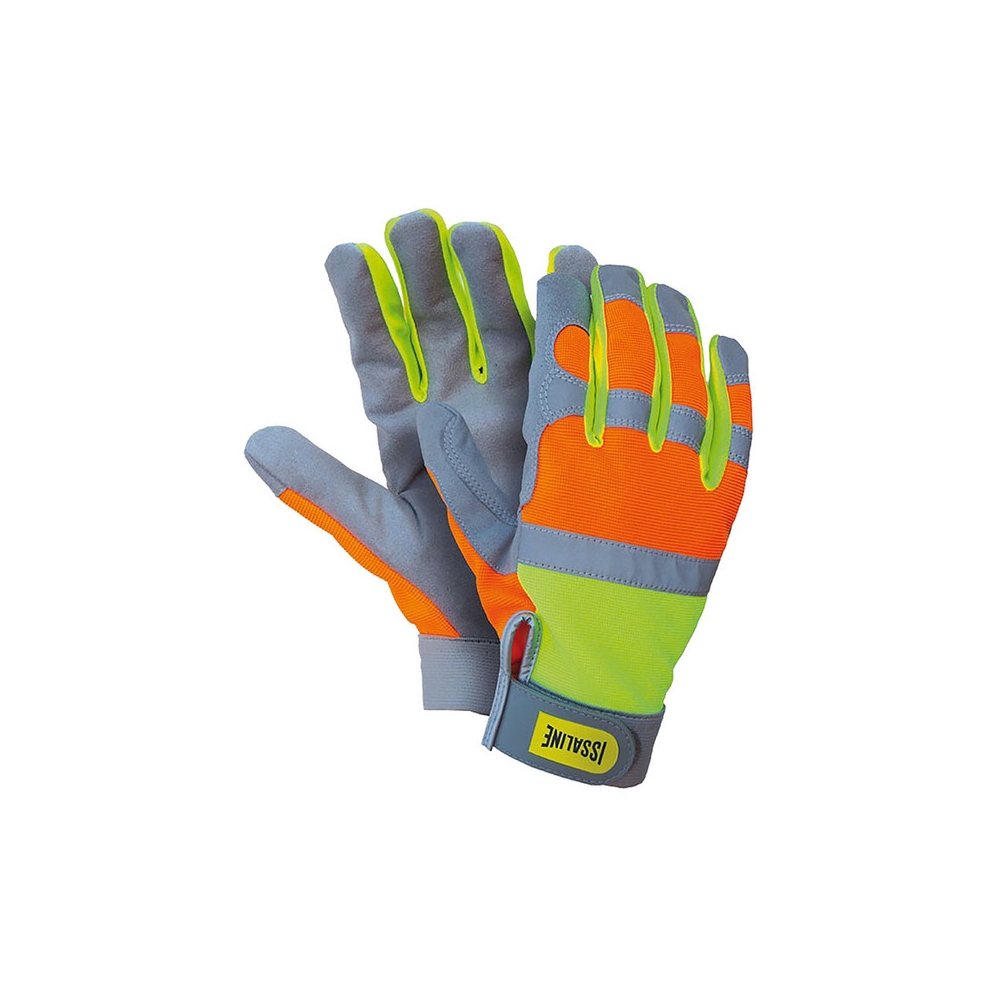 Guanti Street Glove, giallo/arancione, pelle sintetica clarino con dorso in nylon elasticizzato.