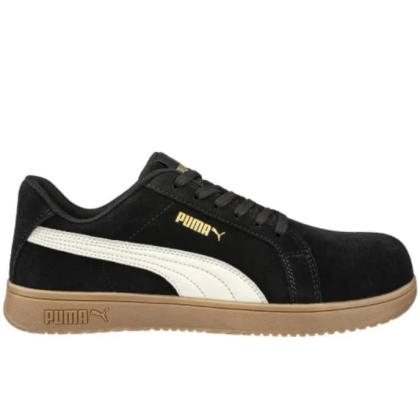 Puma Iconic Blk/Gum Low, colore: nero, suola in gomma, puntale in fibra di vetro  antiperforazione FAP® Lite.