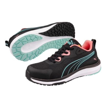 Scarpe antinfortunistiche Celerity knit blue/coral low , colore: nero con dettagli corallo e azzurri.